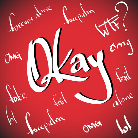 Okay greetings  hand lettering set  vector のイラスト素材
