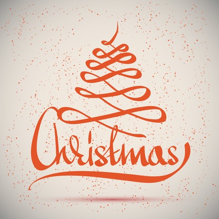 Christmas Greeting Card  Merry Christmas lettering, vector illustrationのイラスト素材