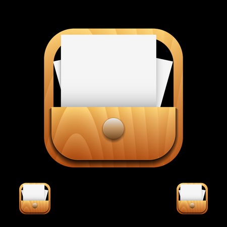 Document Icon on Square Black Internet Button Original Illustrationのイラスト素材