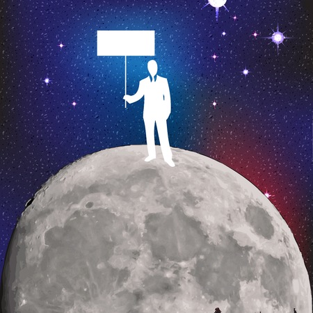 businessman on the moon  Vector illustrationのイラスト素材