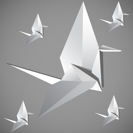 Origami Bird  Grey Vector illustrationのイラスト素材
