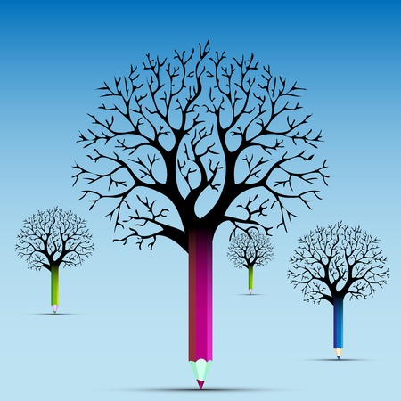 Set of tree pencils with light bulb idea  concept のイラスト素材