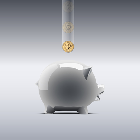 Piggy bank and money, vector illustration  のイラスト素材