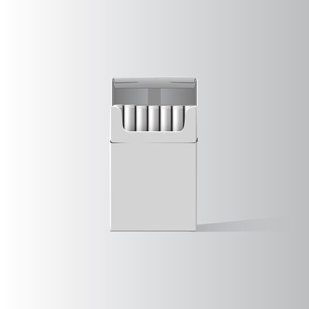 Pack of cigarettes with cigarettes sticking out isolated on white のイラスト素材