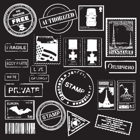 Vector Set of Retro stamps -  for design and scrapbookのイラスト素材