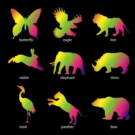 Vector illustration of colorful abstract animal iconsのイラスト素材