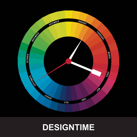 time for design concept clock closeup on background with black wordsのイラスト素材
