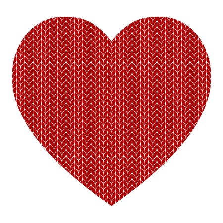 Knitted vector pattern with red heartのイラスト素材