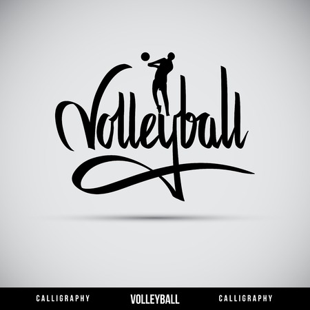 Volleyball hand lettering - handmade calligraphy, vectorのイラスト素材