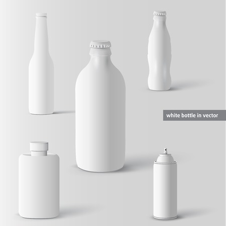 Vector set of white bottles illustrationのイラスト素材