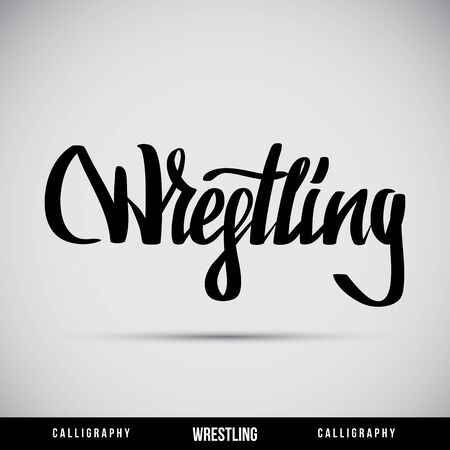Wrestling hand lettering - handmade calligraphy, vectorのイラスト素材