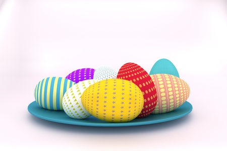 Set of realistic colorful easter egg. 3d rendering for holiday content. Holiday elements of decoration Happy Easter celebration.の写真素材
