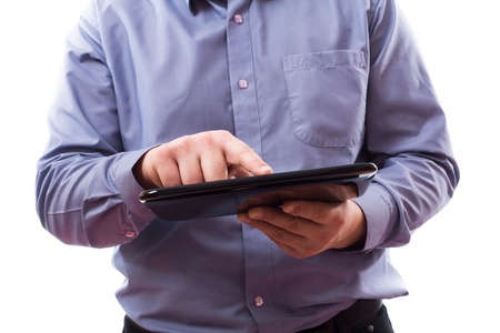 A man holding a tablet pc