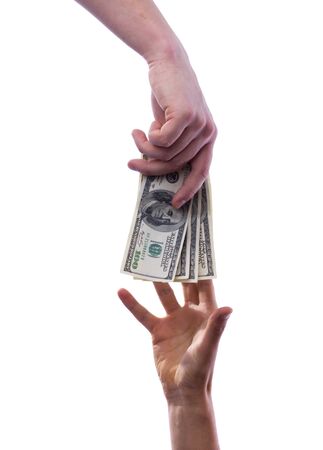 One hand transfers dollars of anotherの写真素材