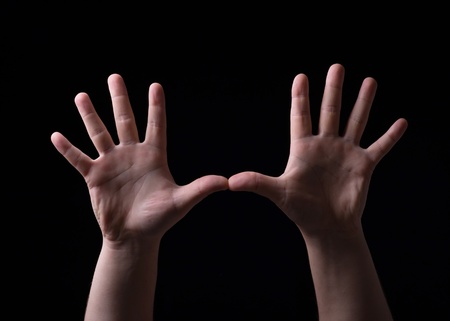 Icons of the hands on a black background