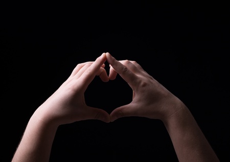 Icons of the hands on a black background