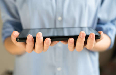 A woman with a Tablet PC