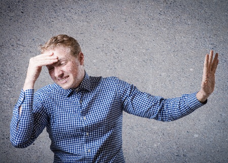 Businessman showing stop hand sign