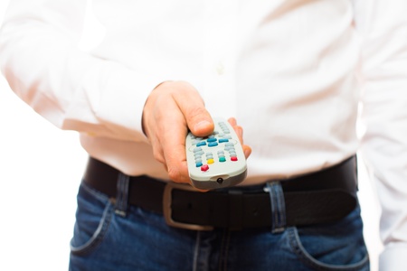 man with remote control in hand
