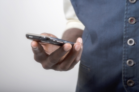 African-American businessman using smartphoneの写真素材