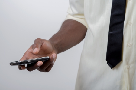 African-American businessman using smartphoneの写真素材