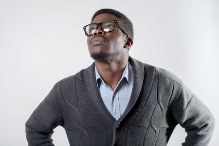African-American young man in glassesの写真素材