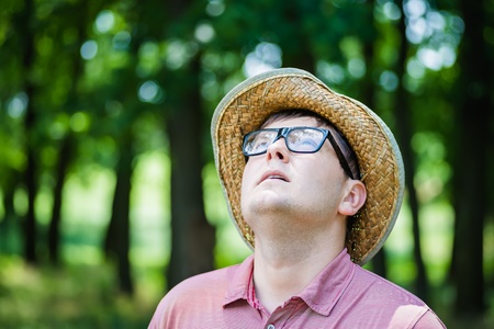 successful farmer in the hatの写真素材