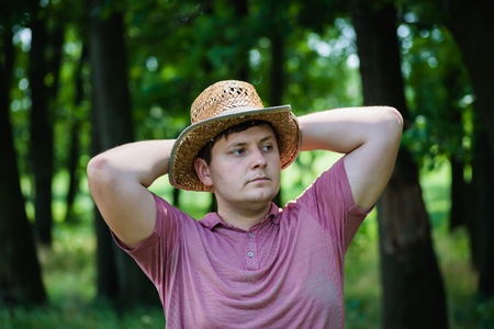 successful farmer in the hatの写真素材