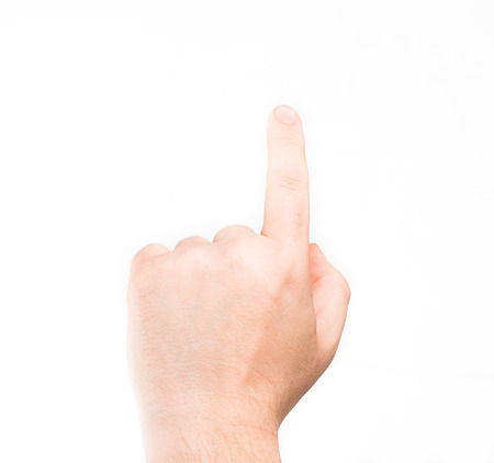  hand touching virtual screenの写真素材