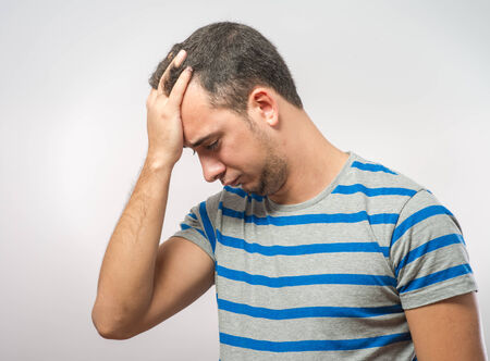Man having headache.の写真素材