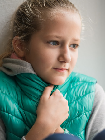 Young woman in fur coatの写真素材