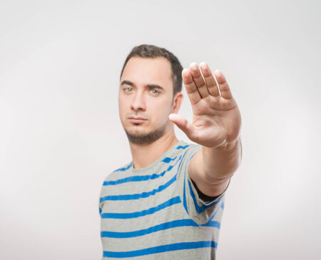 Man showing stop gestureの写真素材