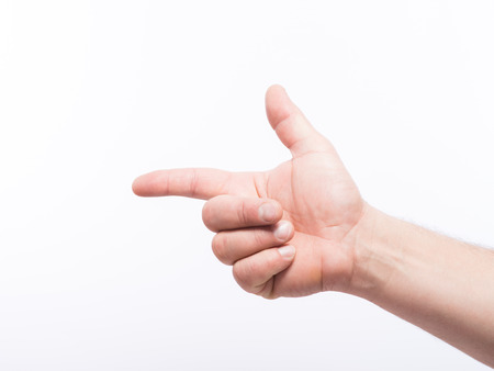 man clicks forefingerの写真素材