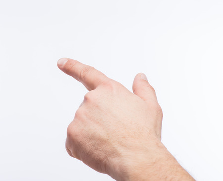 man clicks forefingerの写真素材
