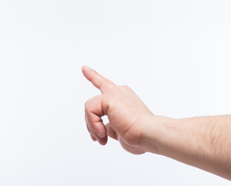 man clicks forefingerの写真素材