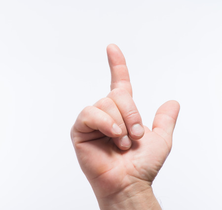 man clicks forefingerの写真素材