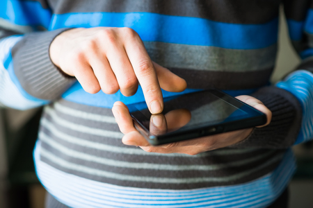 Businessman holding digital tabletの写真素材