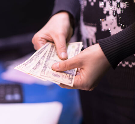 Money in the hand (Hand with money, Hand holding Banknotes)