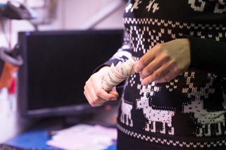 Money in the hand (Hand with money, Hand holding Banknotes)の写真素材