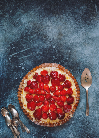 Strawberry Tart with Pastry Cream,   Seen From Aboveの写真素材
