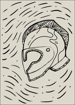 This picture shows a motorcycle helmet design in Grecian styleの写真素材