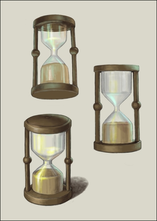 This picture shows three vintage hourglasses