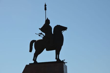 This picture shows the monument for Geser - buriad heroのeditorial素材