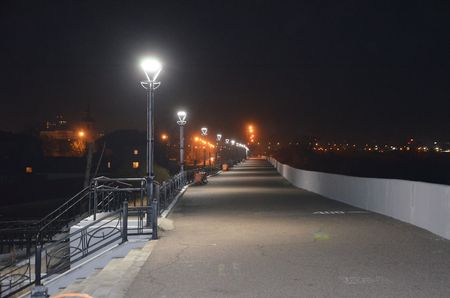 A quay at nightの写真素材