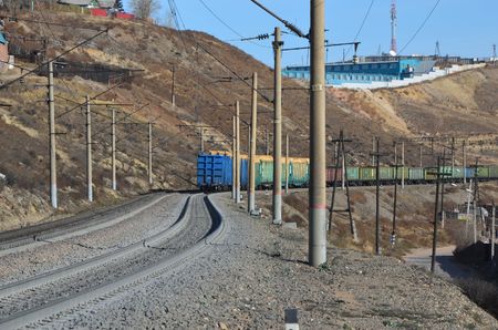 This picture shows an outgoing train tailの写真素材
