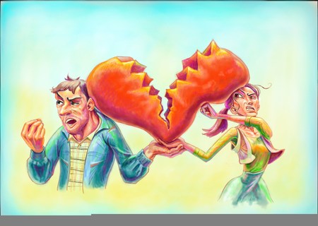 Man and woman with heartの写真素材