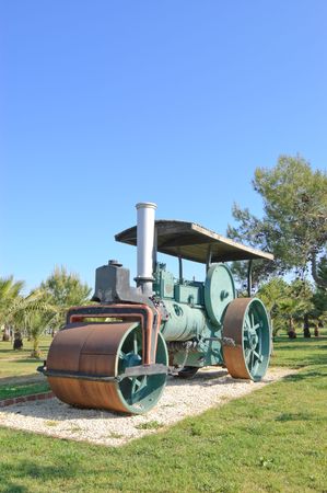 Old steam powered road roller, Antalya, Turkey