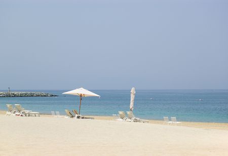 Beach of luxurious hotel, Fujeirah, United Arab Emirates,の写真素材