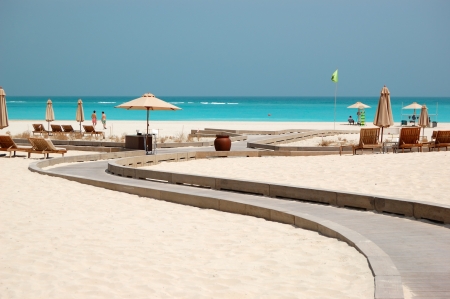 Beach of the luxury hotel, Abu Dhabi, UAEのeditorial素材
