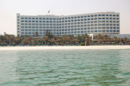 Beach and building of the luxury hotel, Ajman, UAEのeditorial素材